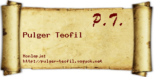 Pulger Teofil névjegykártya